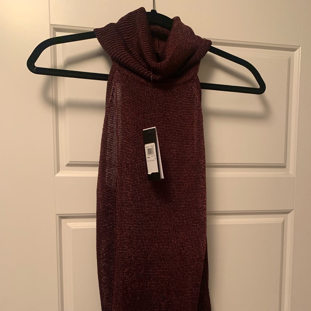NWT Guess sheer metallic sleeveless turtleneck
